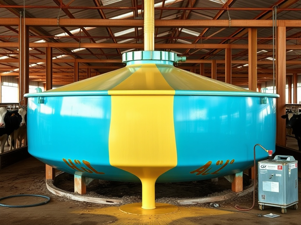 Polyurea coating applied to an agricultural livestock facility tank